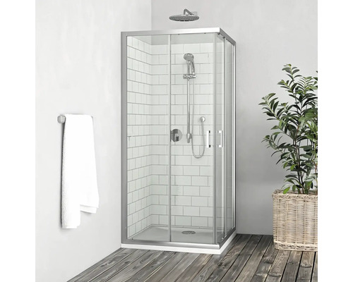 Sprchový kout s rohovým vstupem ROTH 80 x 80 cm barva rámu chrom dekor skla čiré sklo 597-8000000-00-02
