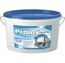 Interiérová disperzní bílá barva Prolux Arktik, matná v plastovém kbelíku s modrým víkem.