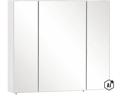 Zrcadlová skříňka bez osvětlení Möbelpartner Basic 80 x 16 x 70 cm bílá vysoce lesklá (Image AI modified or generated)