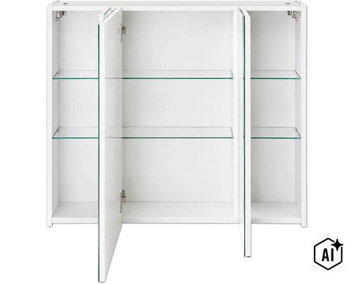 Zrcadlová skříňka bez osvětlení Möbelpartner Basic 80 x 16 x 70 cm bílá vysoce lesklá (Image AI modified or generated)