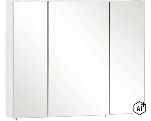 Zrcadlová skříňka bez osvětlení Möbelpartner Basic 90 x 16 x 70,7 cm bílá vysoce lesklá (Image AI modified or generated)