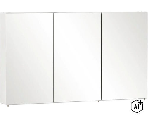 Zrcadlová skříňka bez osvětlení Möbelpartner Basic 120 x 16 x 70 cm bílá vysoce lesklá (Image AI modified or generated)