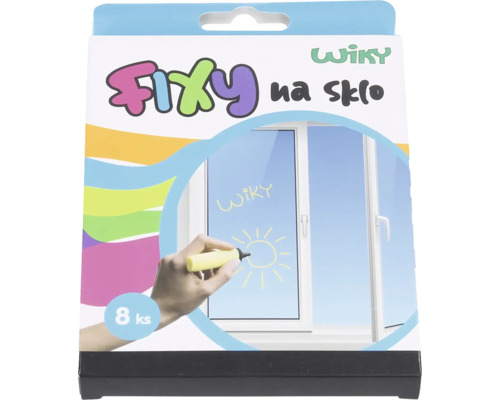 Wiky fixy na sklo, balení s 8 kusy pro kreslení na okna a skleněné povrchy.