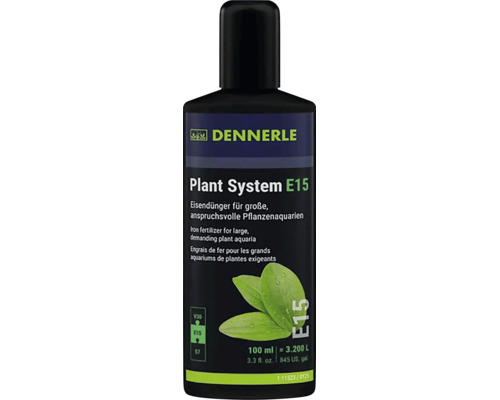 Železnaté hnojivo Dennerle Plant System E15 pro akvária v lahvičce o objemu 100 mililitrů