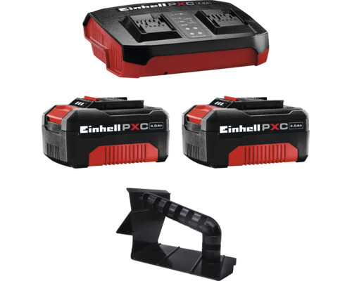 Startovací sada Einhell Power X-Change se dvěma 4.0 ampérhodinovými akumulátory, nabíječkou a nástěnným držákem