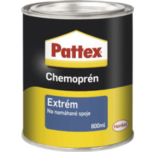 Kontaktní lepidlo Pattex Chemoprén Extrém v plechovce o objemu 800 mililitrů pro namáhané spoje s logem Henkel.
