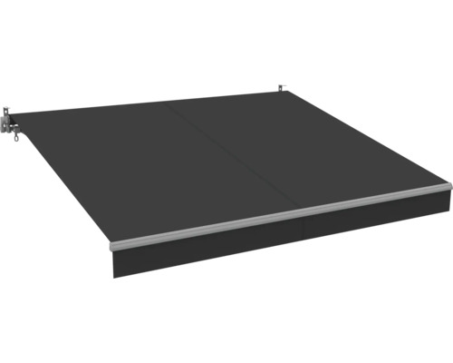 Vysunutá kloubová markýza s montážním materiálem a kovovým výsuvným profilem pro instalaci na stěnu nebo strop