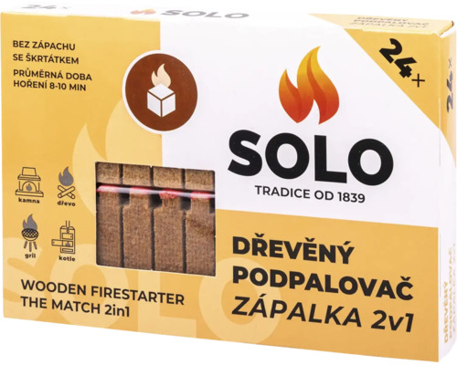 Solo dřevěný podpalovač se zápalkou 24 kusů pro krby grily a kamna