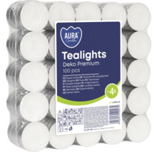 Balení 100 kusů čajových svíček Aura Candles s dobou hoření čtyři hodiny v průhledném obalu