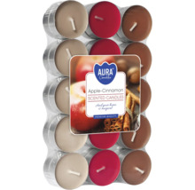 Balení čajových svíček s vůní jablko a skořice od Aura Candles v hliníkových kalíšcích