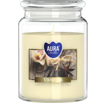 Vonná svíčka ve skle Aura Candles vanilka se štítkem a skleněným víčkem