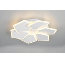Moderní LED stropní svítidlo ve tvaru květiny s geometrickými prvky pro rovnoměrné osvětlení místnosti.