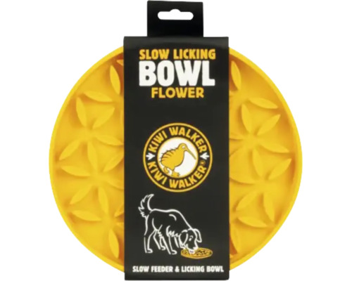 Lízací miska pro psy Kiwi Walker Flower se strukturovaným povrchem pro pomalé krmení v prodejním balení.