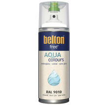 Sprejový lak Belton free Aqua Colours v čistě bílém hedvábném lesku RAL 9010