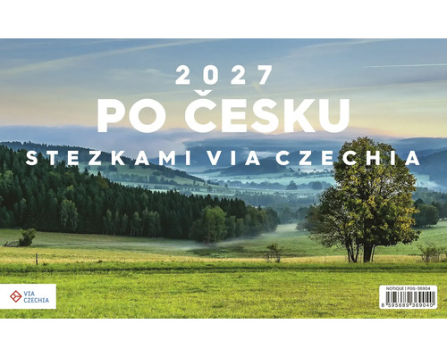 Nástěnný kalendář 2027 Po Česku se snímky krajiny a stezek Via Czechia.