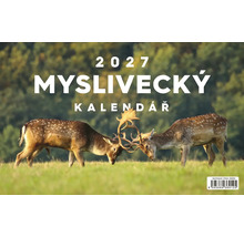 Myslivecký nástěnný kalendář pro rok 2027 s motivem dvou daňků v souboji na louce
