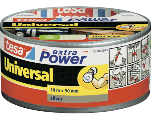 Tesa Extra Power Universal textilní páska, 10 metrů krát 50 milimetrů, stříbrná