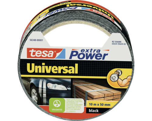 Univerzální textilní páska Tesa Extra Power o délce 10 metrů a šířce 50 milimetrů v černé barvě