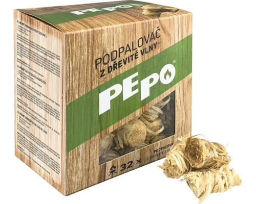 Podpalovač z dřevité vlny Pepo 32 kusů v kartonové krabici