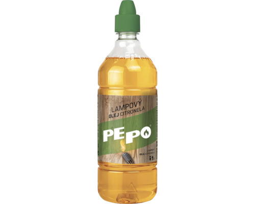 Láhve 1 litr lampového oleje Pepo s citronelou pro zahradní pochodně a olejové lampy.