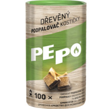 Dřevěný podpalovač PEPO v dóze se sto kusy pro zapálení grilu nebo krbu
