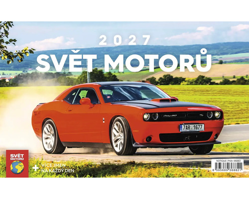 Nástěnný kalendář 2027 Svět motorů s motivem sportovního vozu na obálce