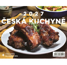 Nástěnný kalendář 2027 Česká kuchyně s vyobrazením grilovaných žebírek na talíři.