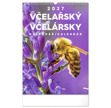 Včelařský nástěnný kalendář pro rok 2027 s motivem včely na květu levandule