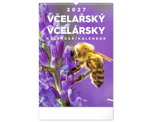 Včelařský nástěnný kalendář pro rok 2027 s motivem včely na květu levandule
