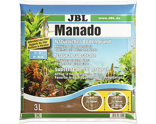 JBL Manado přírodní substrát do akvária, pro podporu růstu rostlin, balení 3 litry.