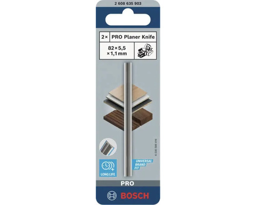 Sada 2 hoblovacích nožů Bosch PRO 82 x 5,5 x 1,1 milimetrů pro elektrické hoblíky na blistru