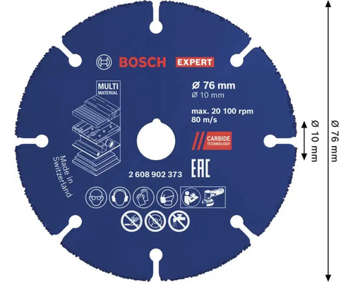 Rezny kotouc Bosch Expert MultiMaterial prumer 76 milimetru pro uhlovou brusku s technologii Carbide