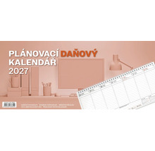 Daňový plánovací kalendář pro rok 2027 se spirálovou vazbou a přehledem dnů pro kancelářské účely.