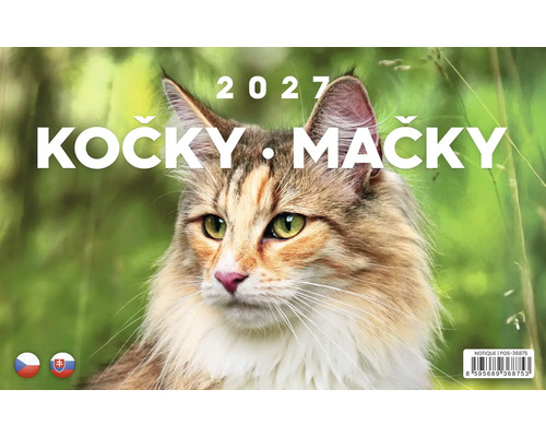 Nástěnný kalendář pro rok 2027 s motivem kočky