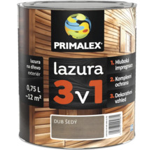 Primalex lazura na dřevo 3 v 1 v odstínu dub šedý, 0,75 litru pro venkovní použití