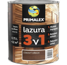 Primalex lazura na dřevo 3 v 1 lískový ořech 0,75 litru pro venkovní použití