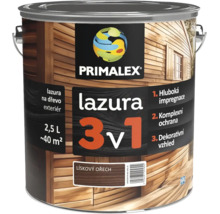 Primalex lazura tři v jedné v odstínu lískový ořech pro venkovní použití, balení dva a půl litru