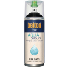 Sprejový lak Belton free Aqua hedvábně lesklý v hluboké černé barvě RAL 9005