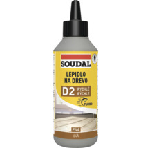 Soudal lepidlo na dřevo D2 64A v plastové lahvi s dávkovací špičkou pro rychlé lepení