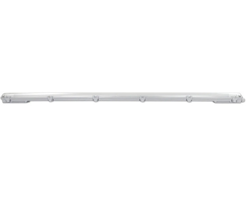 LED svítidlo do vlhkého prostředí podlouhlé s krytem a upevňovacími sponami pro montáž na stěnu nebo strop