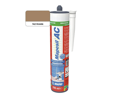Silikonový tmel Mapei Mapesil AC v barvě 142 Hnedá, kartuše 310 mililitrů pro sanitární a keramické spáry.