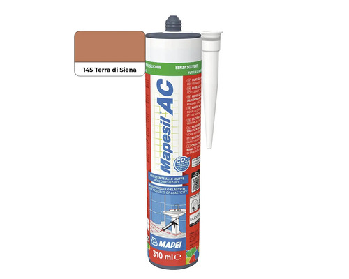 Silikonový tmel Mapei Mapesil AC 310 mililitrů barva 145 Terra di Siena pro sanitární a keramické aplikace.