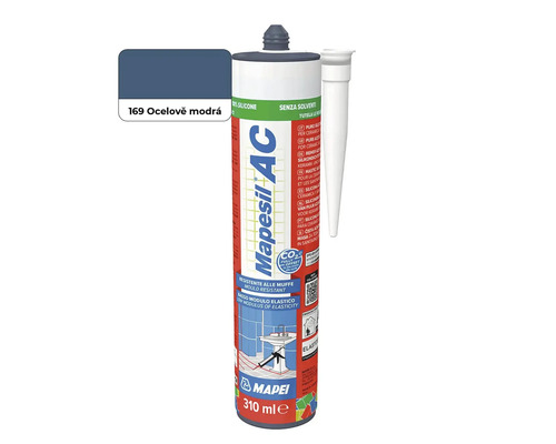 Sanitární silikon Mapei Mapesil AC 169 ocelově modrá v kartuši 310 mililitrů pro keramiku a sanitární prostory