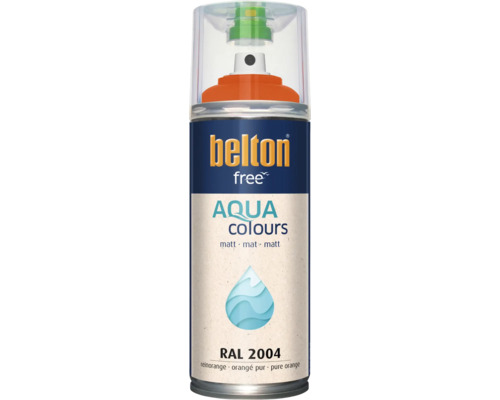 Sprejový lak Belton Free Aqua Colours v čistě oranžové matné barvě RAL 2004