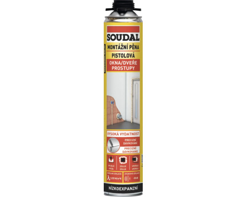 Soudal montážní pistolová pěna pro okna, dveře a prostupy pro profesionální montáž a izolaci v praktické sprejové dóze.
