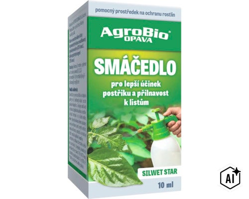AgroBio Opava Silwet Star smáčedlo pro lepší účinek postřiku a přilnavost k listům, balení 10 mililitrů. (Image AI modified or generated)