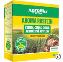 AgroBio Opava Aroma rostlin hnojivo se sírou 500 gramů pro česnek, cibuli a chilli v granulích vhodné pro ekologické zemědělství. (Image AI modified or generated)