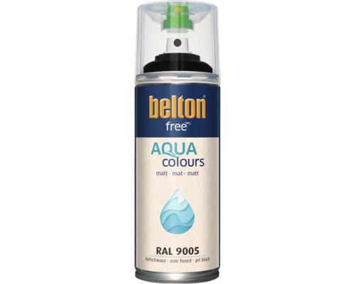 Sprejový lak Belton Free Aqua Colours v matné sytě černé barvě RAL 9005