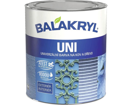 Univerzální barva na kov a dřevo Balakryl UNI v plechovce.