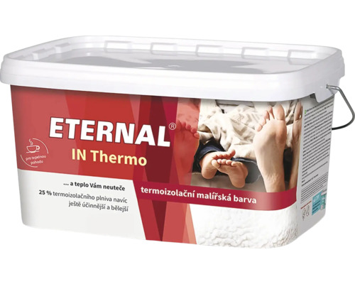 Termoizolační malířská barva ETERNAL IN Thermo v plastovém kbelíku pro zateplení interiéru.